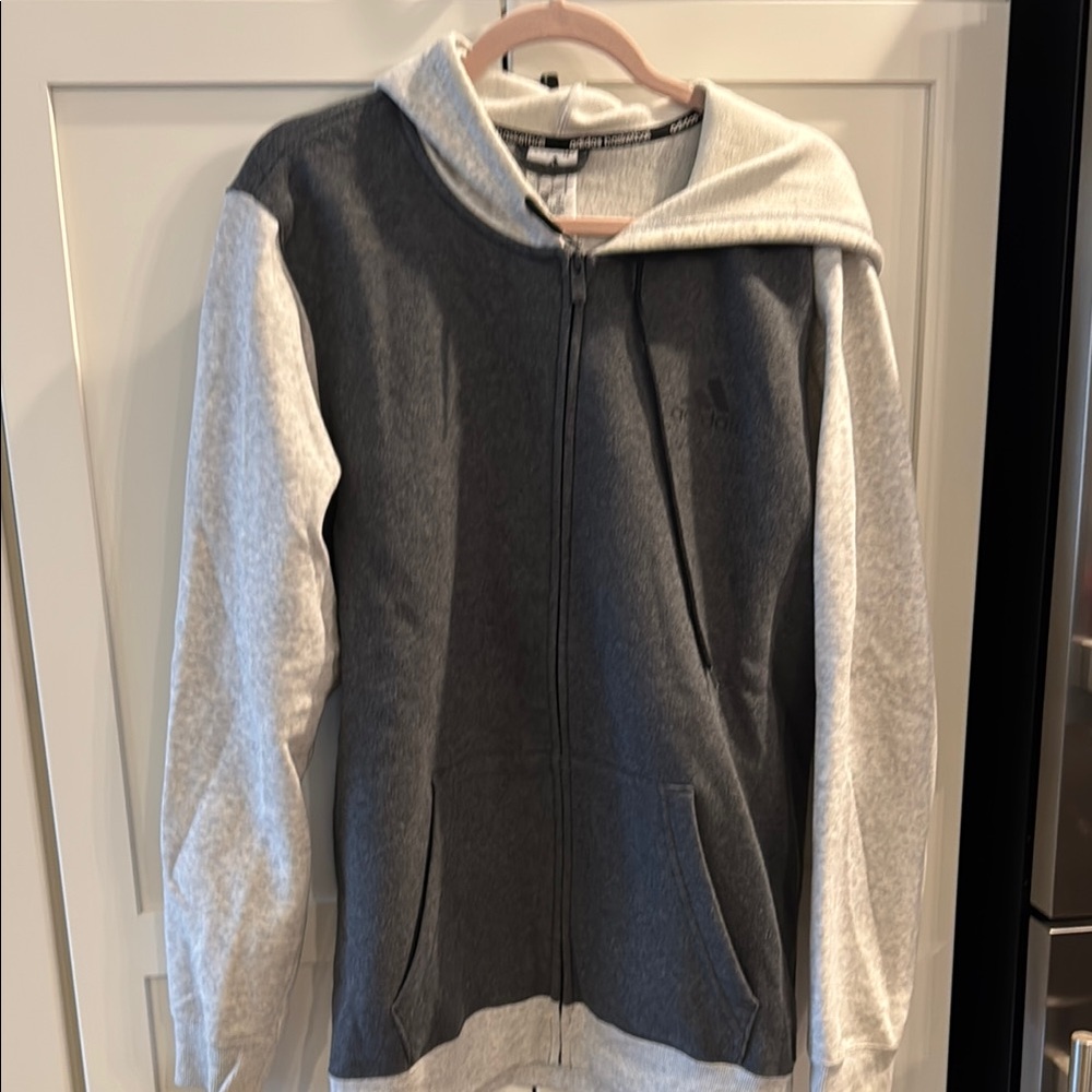 Adidas Gray and White Basketball Hoodie